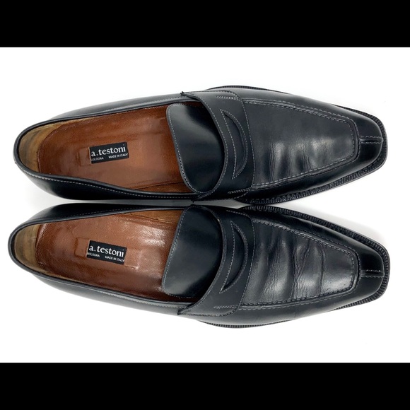 a.testoni Black Label Split Toe Penny Loafers - Picture 6 of 8
